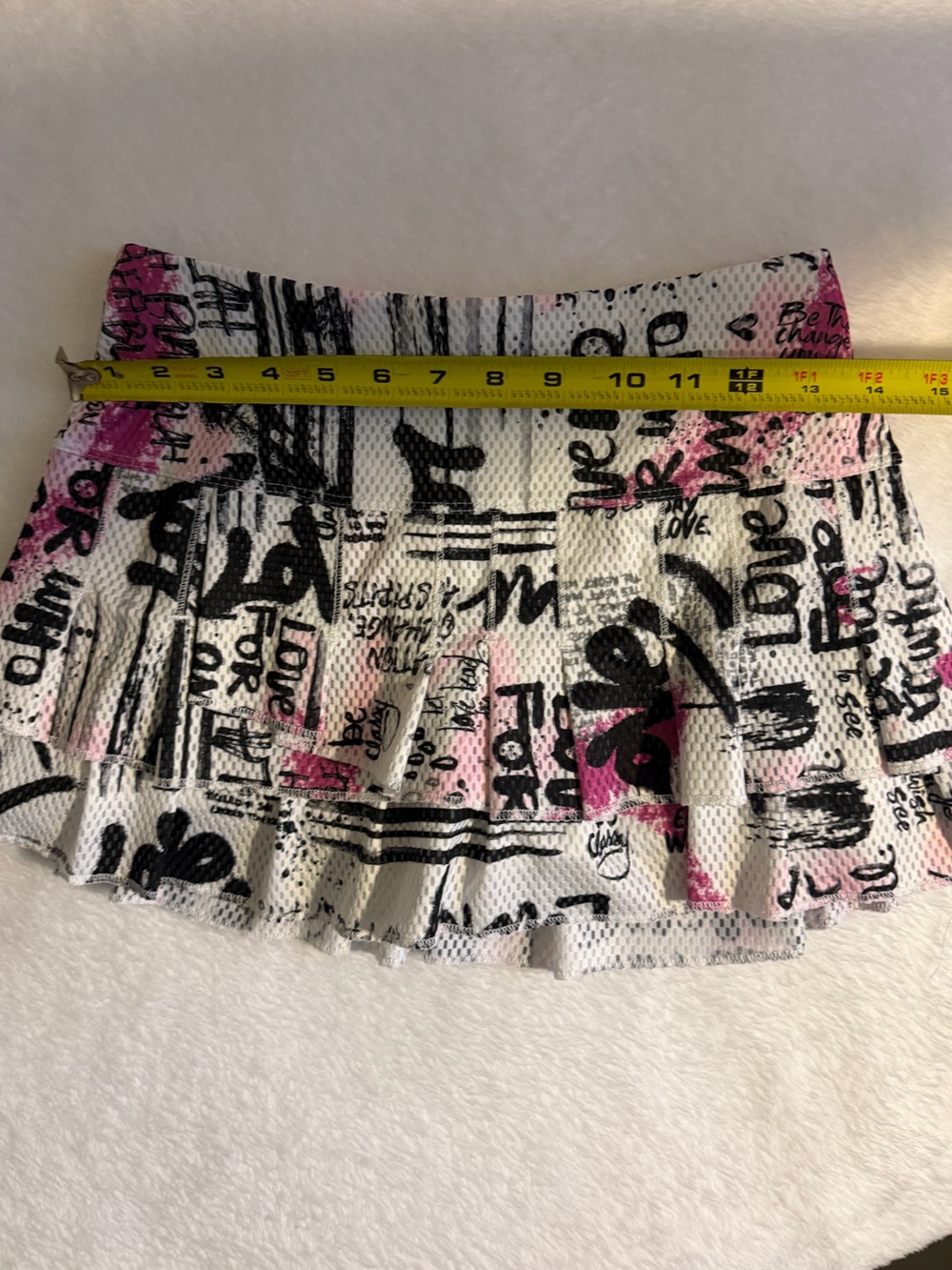 Lucky in Love White, Black and Pink Graphic Layered Skort - Picture 3 of 4